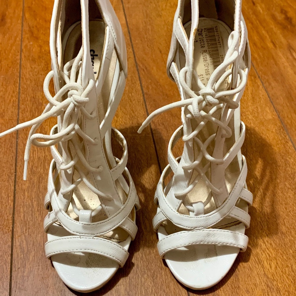 Charolette Russe White tie up heels